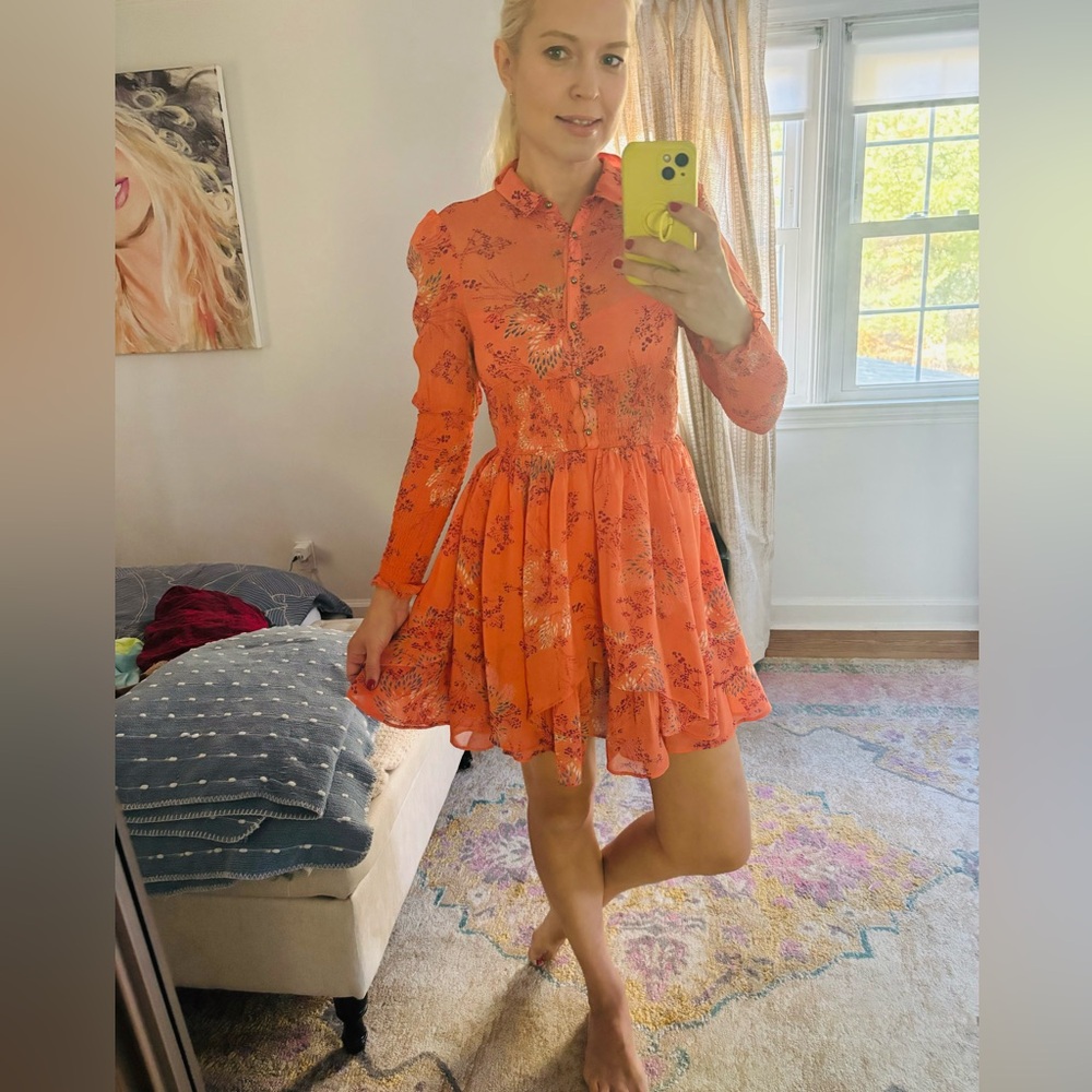 Free People orange dress size XS - Picture 10 of 11